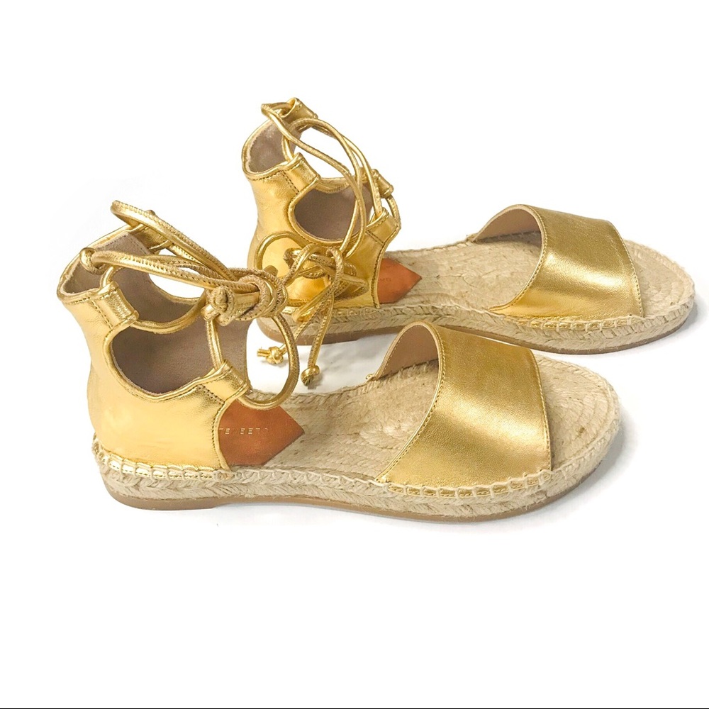NWB DVF Daroka Metallic Lace up Espadrille Sandal
